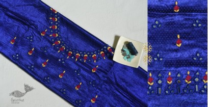 Mashru Blouse Piece with Hand Embroidery - Royal Blue