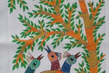 Gond Art | Hand Painted Canvas Gond Painting ( 1.5 X 3 Feet ) A