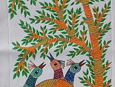 Gond Art | Hand Painted Canvas Gond Painting ( 1.5 X 3 Feet ) A