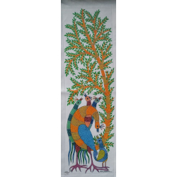 Gond Art | Hand Painted Canvas Gond Painting ( 1.5 X 3 Feet ) A