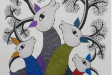 Gond Art | Canvas Gond Painting - Deer ( 2 x 3 Feet )