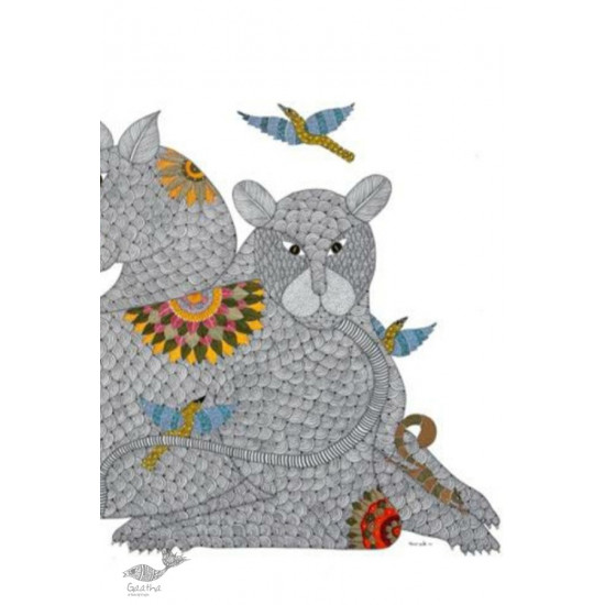 Buy Gond Painting - indian art - Three Tigers