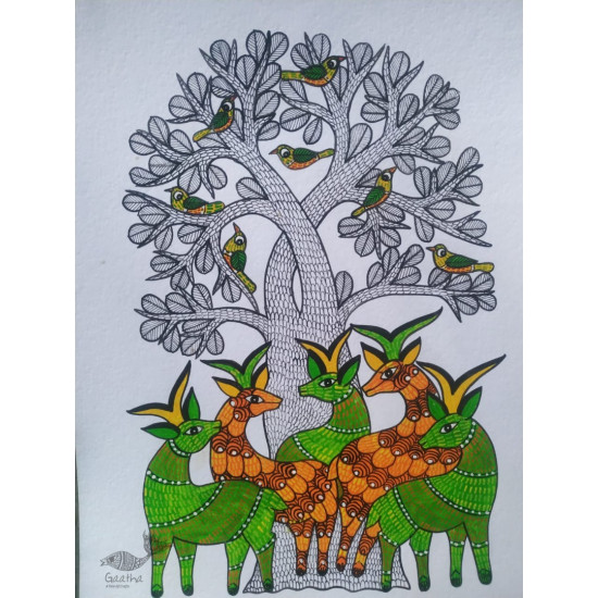 Buy Hand Painted Gond Painting - deer