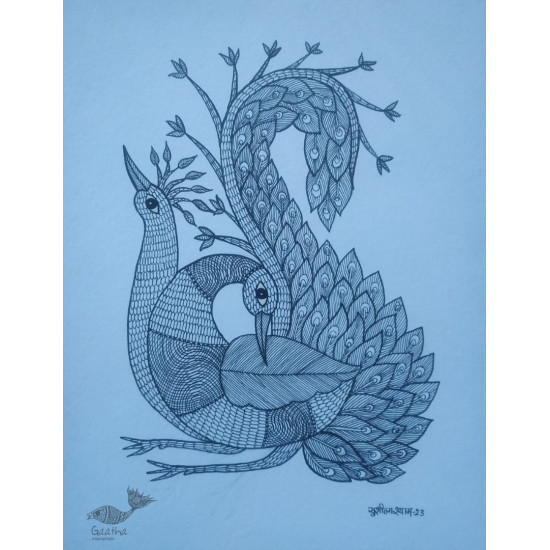 Buy Hand Painted Gond Peacock Painting