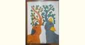 Buy Hand Painted Gond  Painting - Grey & Orange Elephants