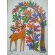 Buy Hand Painted Gond  Painting- Deer under the tree