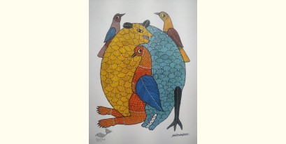 Gond Art | Hand Painted Gond Painting ( 11.5 x 15 inch ) - H