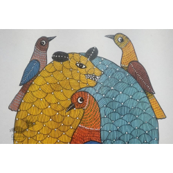 Gond Art | Hand Painted Gond Painting ( 11.5 x 15 inch ) - H