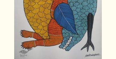 Gond Art | Hand Painted Gond Painting ( 11.5 x 15 inch ) - H
