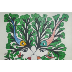 Gond Art | Hand Painted Gond Painting ( 11.5 x 15 inch ) - Indian Art