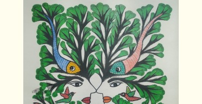Gond Art | Hand Painted Gond Painting ( 11.5 x 15 inch ) - Indian Art