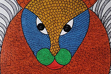 Gond Art | Hand Painted Gond Painting ( 2 x 3 Feet ) - Three Tigers