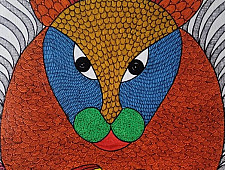 Gond Art | Hand Painted Gond Painting ( 2 x 3 Feet ) - Three Tigers