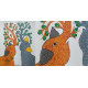 Buy Hand Painted Gond  Painting - Grey & Orange Elephants