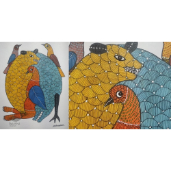 Gond Art | Hand Painted Gond Painting ( 11.5 x 15 inch ) - H