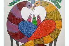 Gond Art ~ Hand Painted Gond Painting - Peacock 