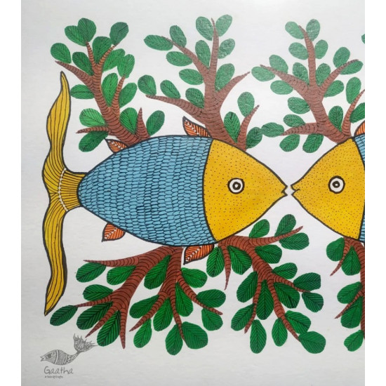 Gond Painting - indian art Fishes 