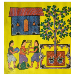 Gond Art ~ Hand Painted Gond Painting - Village Life