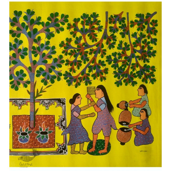 Gond Painting - indian art Village Life