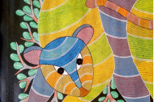 Gond Art ~ Hand Painted Gond Painting - Wild Cat