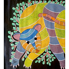 Gond Art ~ Hand Painted Gond Painting - Wild Cat