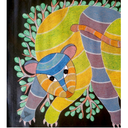 Gond Art ~ Hand Painted Gond Painting - Wild Cat