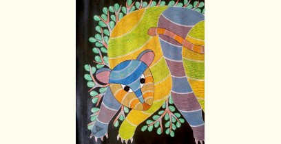 Gond Art ~ Hand Painted Gond Painting - Wild Cat