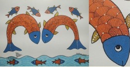 Gond Art ~ Hand Painted Gond Painting - Fish Pond