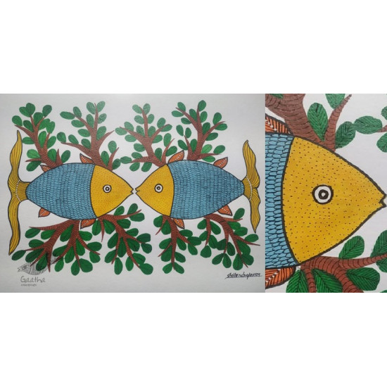 Gond Painting - indian art Fishes 