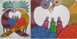 Gond Art ~ Hand Painted Gond Painting - Peacock 
