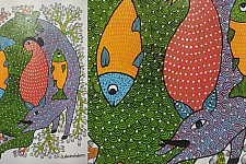 Gond Art ~ Hand Painted Gond Painting - Rat & Pig