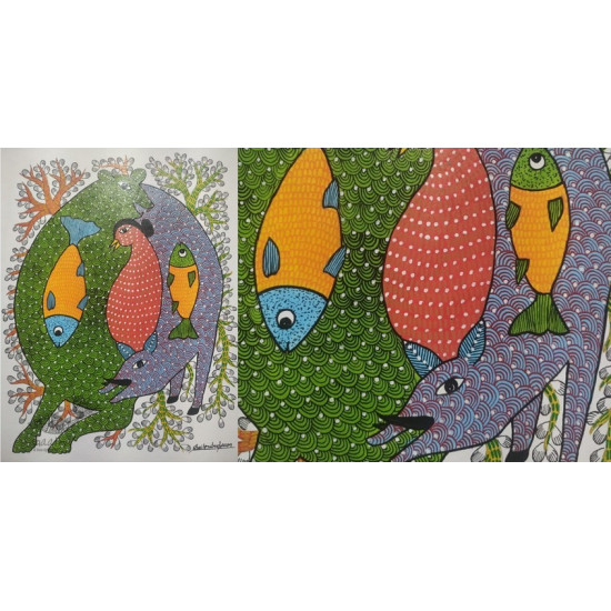 Gond Painting - indian art Rat & Pig