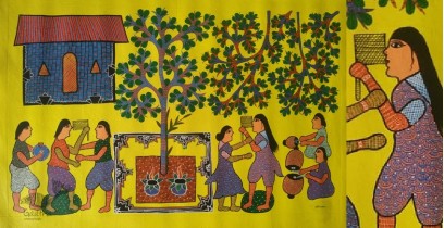 Gond Art ~ Hand Painted Gond Painting - Village Life