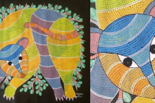 Gond Art ~ Hand Painted Gond Painting - Wild Cat