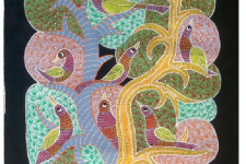 Gond Art ~ Hand Painted Gond Painting - Peahen & Peacock