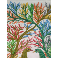 Gond Art ~ Hand Painted Gond Painting - Peahen & Peacock