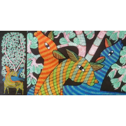 Gond Art ~ Hand Painted Gond Painting - (19" x 42")