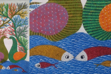 Gond Art ~ Hand Painted Gond Painting - Peahen & Peacock