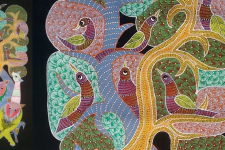 Gond Art ~ Hand Painted Gond Painting - Peahen & Peacock