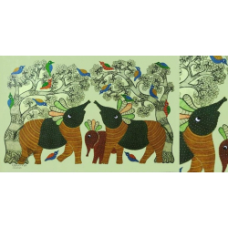 Gond Art | Canvas Wall Hanging - Gond Painting ( 2 x 3 Feet ) B