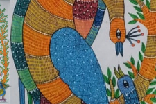 Gond Art | Hand Painted Canvas Gond Painting ( 1.5 X 3 Feet ) A