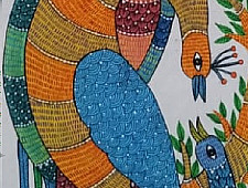 Gond Art | Hand Painted Canvas Gond Painting ( 1.5 X 3 Feet ) A