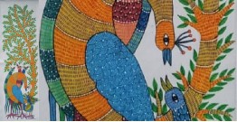 Gond Art | Hand Painted Canvas Gond Painting ( 1.5 X 3 Feet ) A