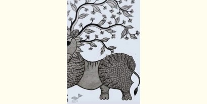 Gond Art | A Liion - Hand Painted Gond Painting ( 3 x 4 Feet )