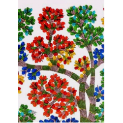 Gond Art | Peahen - Hand Painted Gond Painting ( 3 x 4 Feet )