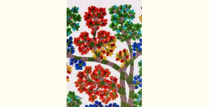 Gond Art | Peahen - Hand Painted Gond Painting ( 3 x 4 Feet )