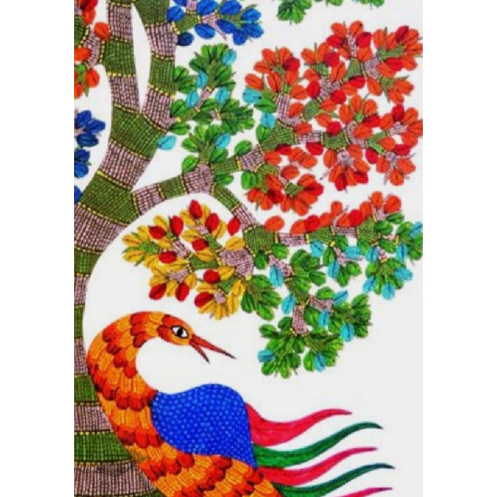 Buy Gond Painting - indian art Peahen 