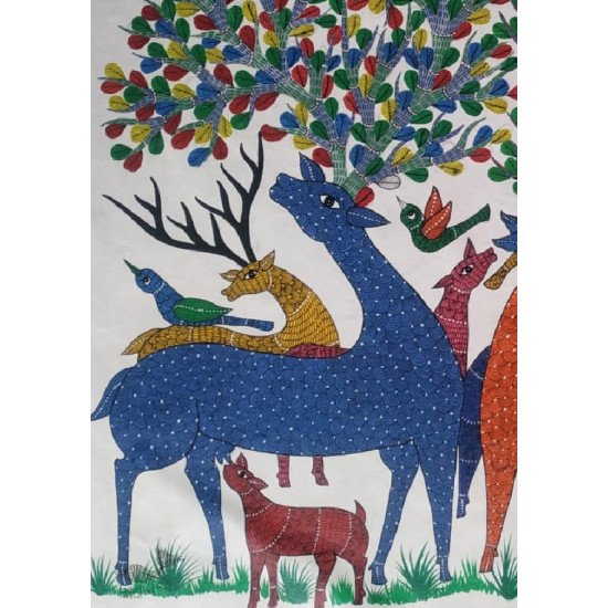 Buy Gond Painting - indian art Deer Family