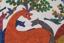 Gond Art | Deer Family - Hand Painted Gond Painting ( 3 x 4 Feet )