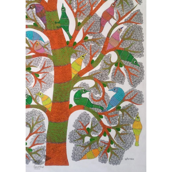 Buy Gond Painting - Birds on Tree 